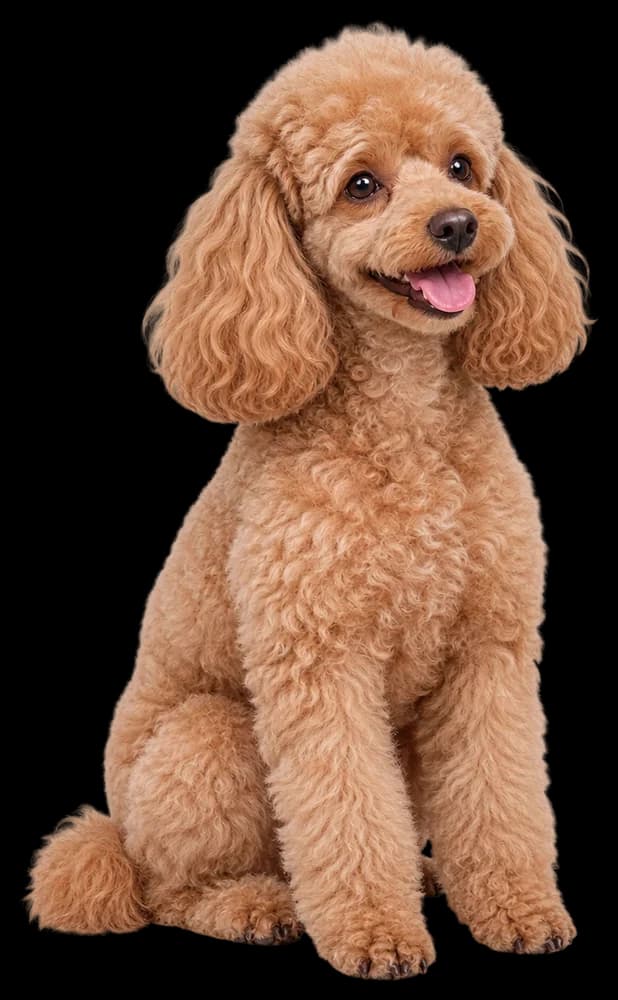 An apricot poodle with a fresh curly groom